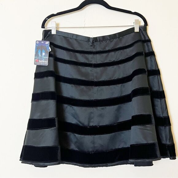Behnaz Sarafpour for Target Black Velvet and Satin Stripe Circle Skirt, Large - Picture 2 of 10
